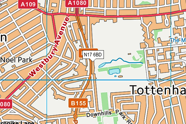 N17 6BD map - OS VectorMap District (Ordnance Survey)