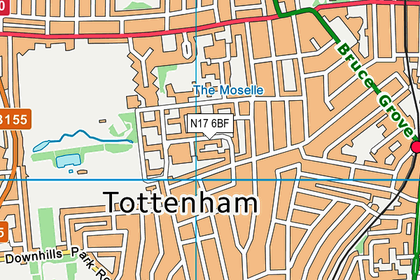 N17 6BF map - OS VectorMap District (Ordnance Survey)