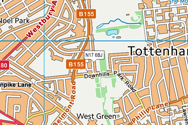 N17 6BJ map - OS VectorMap District (Ordnance Survey)