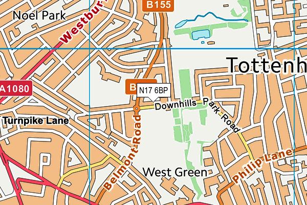 Downhills Recreation Ground map (N17 6BP) - OS VectorMap District (Ordnance Survey)