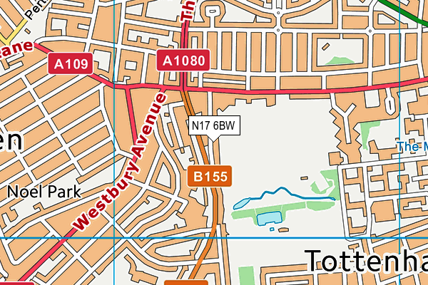 N17 6BW map - OS VectorMap District (Ordnance Survey)