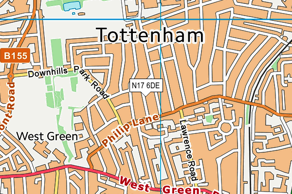 N17 6DE map - OS VectorMap District (Ordnance Survey)