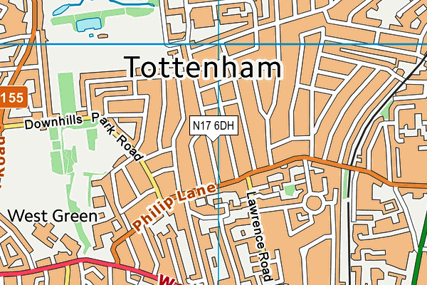 N17 6DH map - OS VectorMap District (Ordnance Survey)