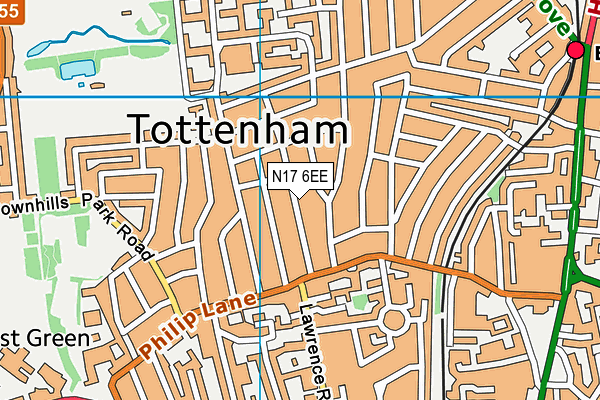 N17 6EE map - OS VectorMap District (Ordnance Survey)