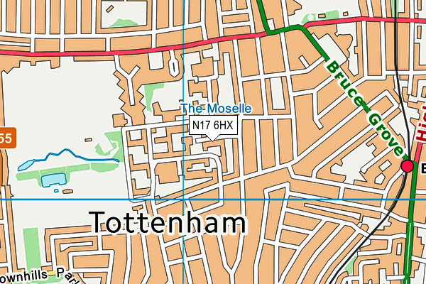 N17 6HX map - OS VectorMap District (Ordnance Survey)