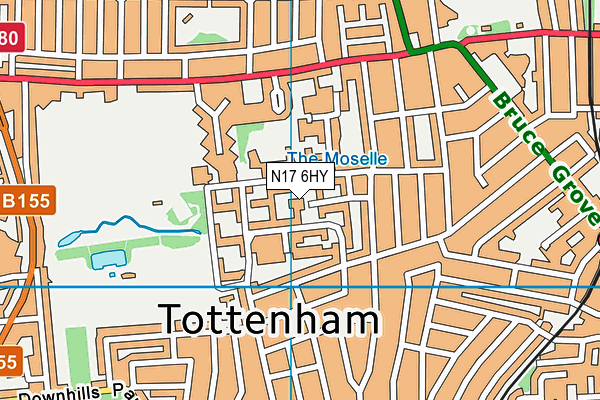N17 6HY map - OS VectorMap District (Ordnance Survey)