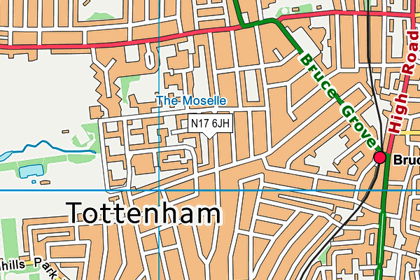 N17 6JH map - OS VectorMap District (Ordnance Survey)