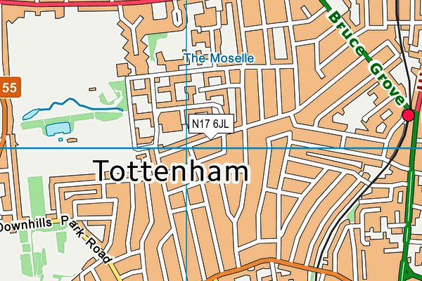 N17 6JL map - OS VectorMap District (Ordnance Survey)