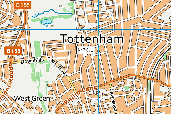 N17 6JU map - OS VectorMap District (Ordnance Survey)