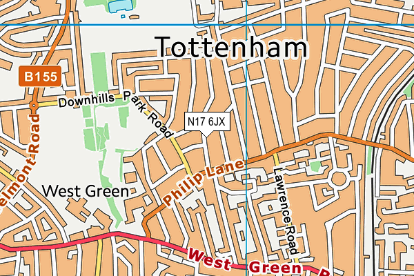 N17 6JX map - OS VectorMap District (Ordnance Survey)