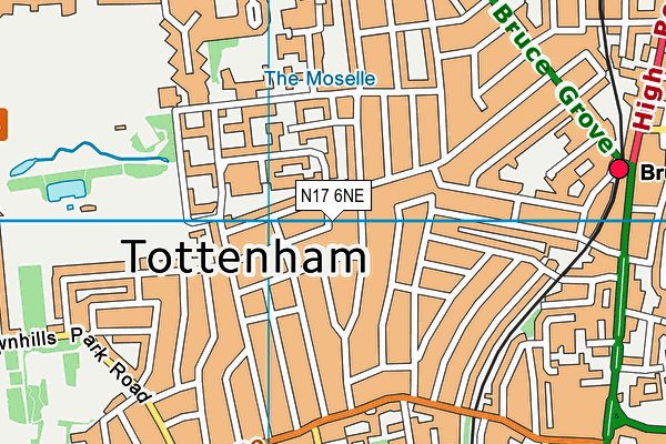 N17 6NE map - OS VectorMap District (Ordnance Survey)
