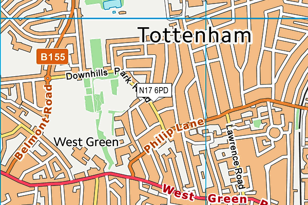 N17 6PD map - OS VectorMap District (Ordnance Survey)