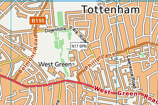 N17 6PN map - OS VectorMap District (Ordnance Survey)