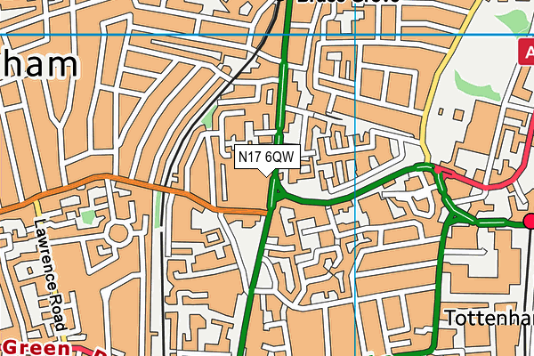 N17 6QW map - OS VectorMap District (Ordnance Survey)
