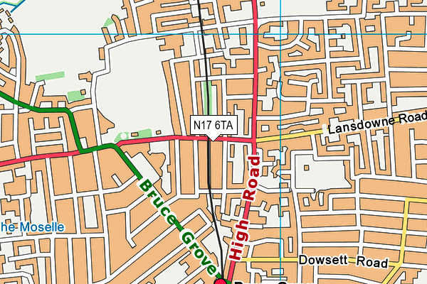 N17 6TA map - OS VectorMap District (Ordnance Survey)