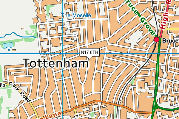 N17 6TH map - OS VectorMap District (Ordnance Survey)