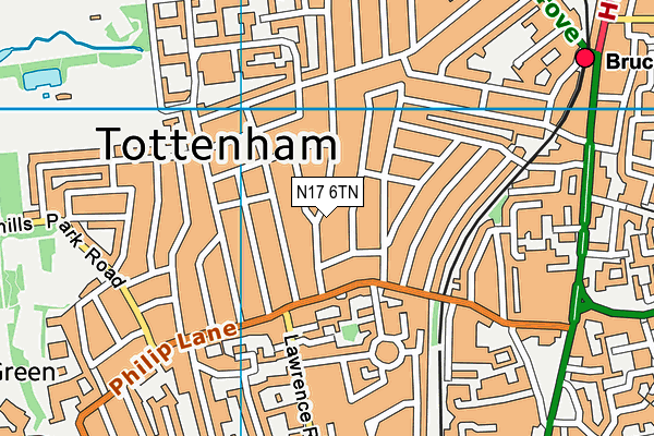 N17 6TN map - OS VectorMap District (Ordnance Survey)