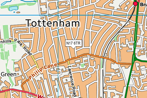 N17 6TR map - OS VectorMap District (Ordnance Survey)