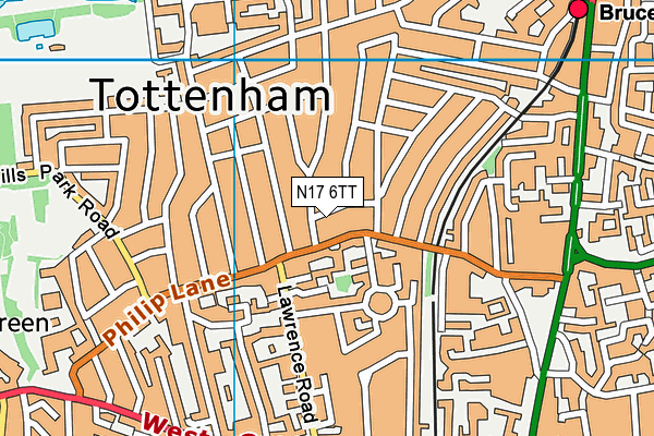 N17 6TT map - OS VectorMap District (Ordnance Survey)