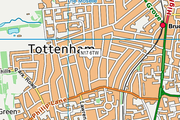 N17 6TW map - OS VectorMap District (Ordnance Survey)