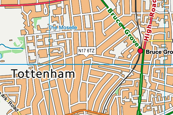 N17 6TZ map - OS VectorMap District (Ordnance Survey)