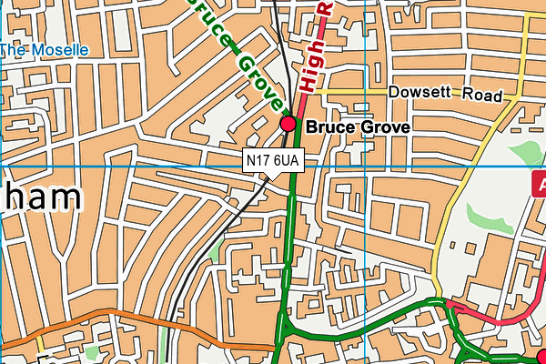 N17 6UA map - OS VectorMap District (Ordnance Survey)