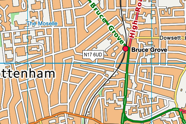 N17 6UD map - OS VectorMap District (Ordnance Survey)