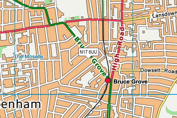 N17 6UU map - OS VectorMap District (Ordnance Survey)