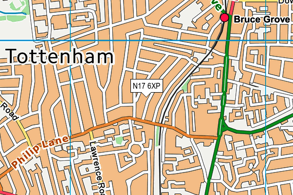 N17 6XP map - OS VectorMap District (Ordnance Survey)