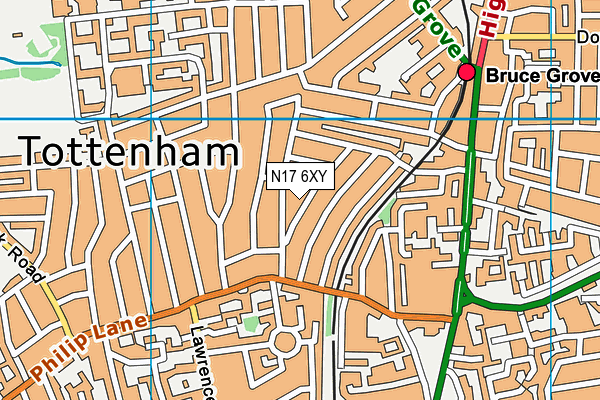 N17 6XY map - OS VectorMap District (Ordnance Survey)