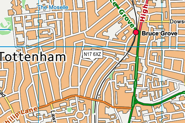 N17 6XZ map - OS VectorMap District (Ordnance Survey)