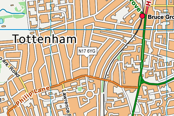 N17 6YG map - OS VectorMap District (Ordnance Survey)