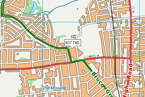 N17 7AD map - OS VectorMap District (Ordnance Survey)