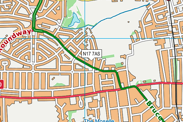 N17 7AS map - OS VectorMap District (Ordnance Survey)