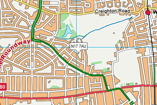 N17 7AU map - OS VectorMap District (Ordnance Survey)