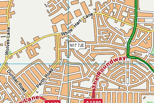 N17 7JE map - OS VectorMap District (Ordnance Survey)