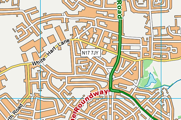 N17 7JY map - OS VectorMap District (Ordnance Survey)