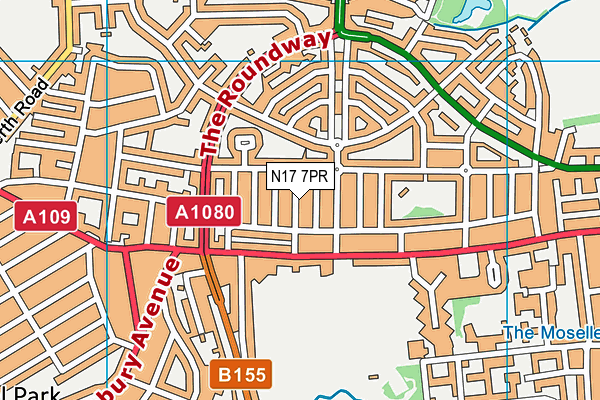 N17 7PR map - OS VectorMap District (Ordnance Survey)