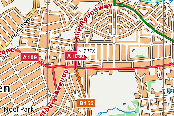 N17 7PX map - OS VectorMap District (Ordnance Survey)