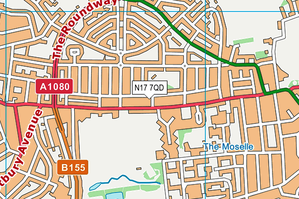 N17 7QD map - OS VectorMap District (Ordnance Survey)