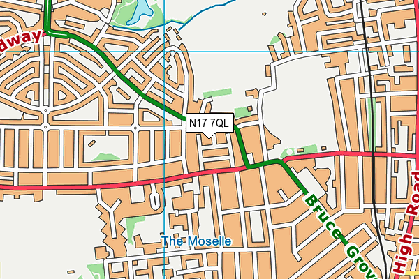 N17 7QL map - OS VectorMap District (Ordnance Survey)