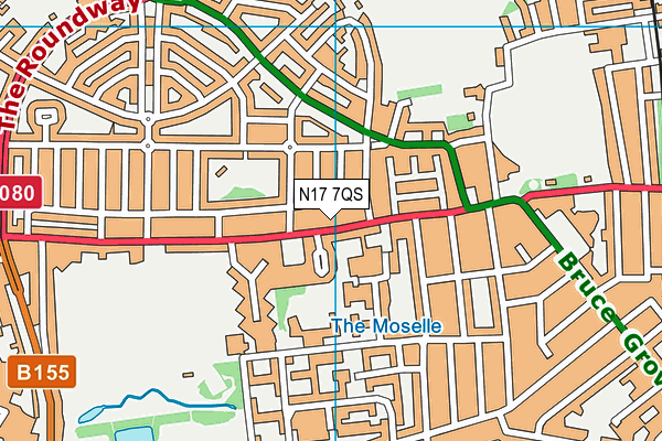 N17 7QS map - OS VectorMap District (Ordnance Survey)