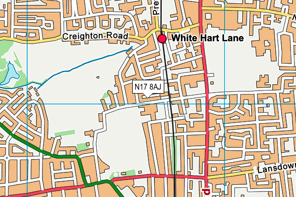 N17 8AJ map - OS VectorMap District (Ordnance Survey)