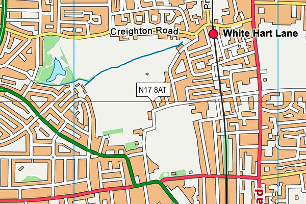 N17 8AT map - OS VectorMap District (Ordnance Survey)