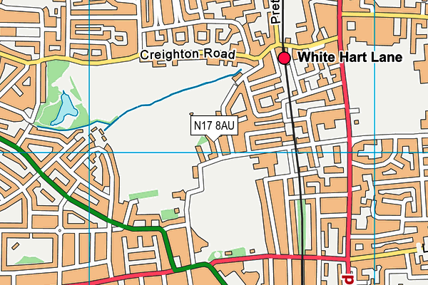 N17 8AU map - OS VectorMap District (Ordnance Survey)