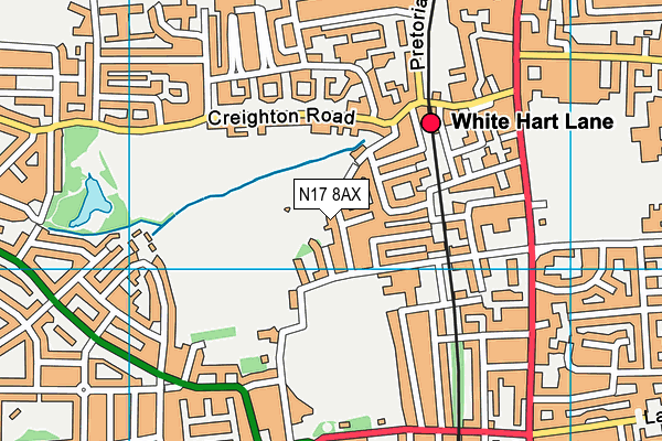 N17 8AX map - OS VectorMap District (Ordnance Survey)