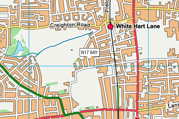 N17 8AY map - OS VectorMap District (Ordnance Survey)