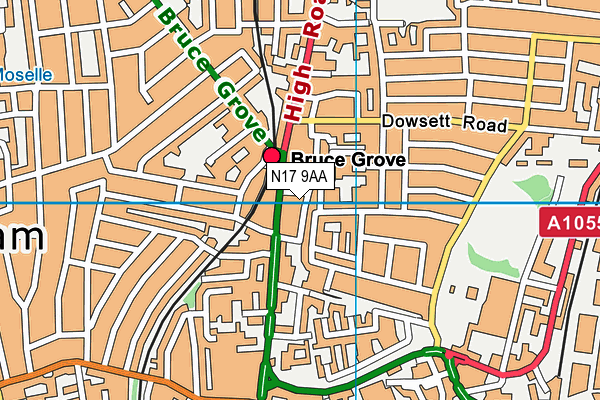 N17 9AA map - OS VectorMap District (Ordnance Survey)