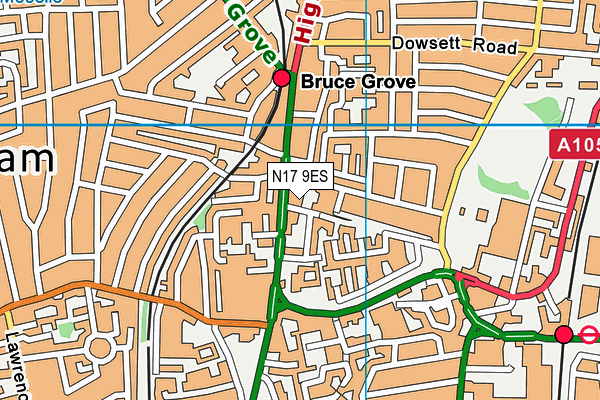 N17 9ES map - OS VectorMap District (Ordnance Survey)