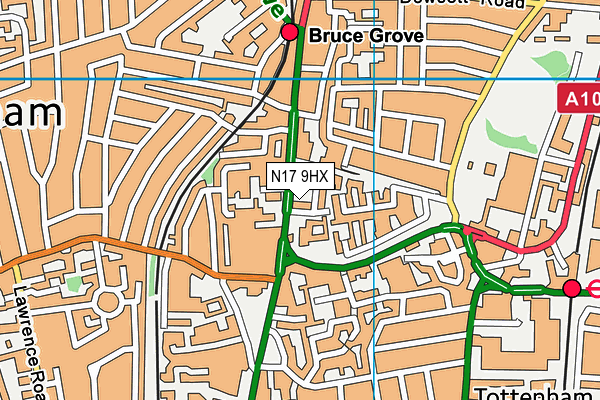N17 9HX map - OS VectorMap District (Ordnance Survey)